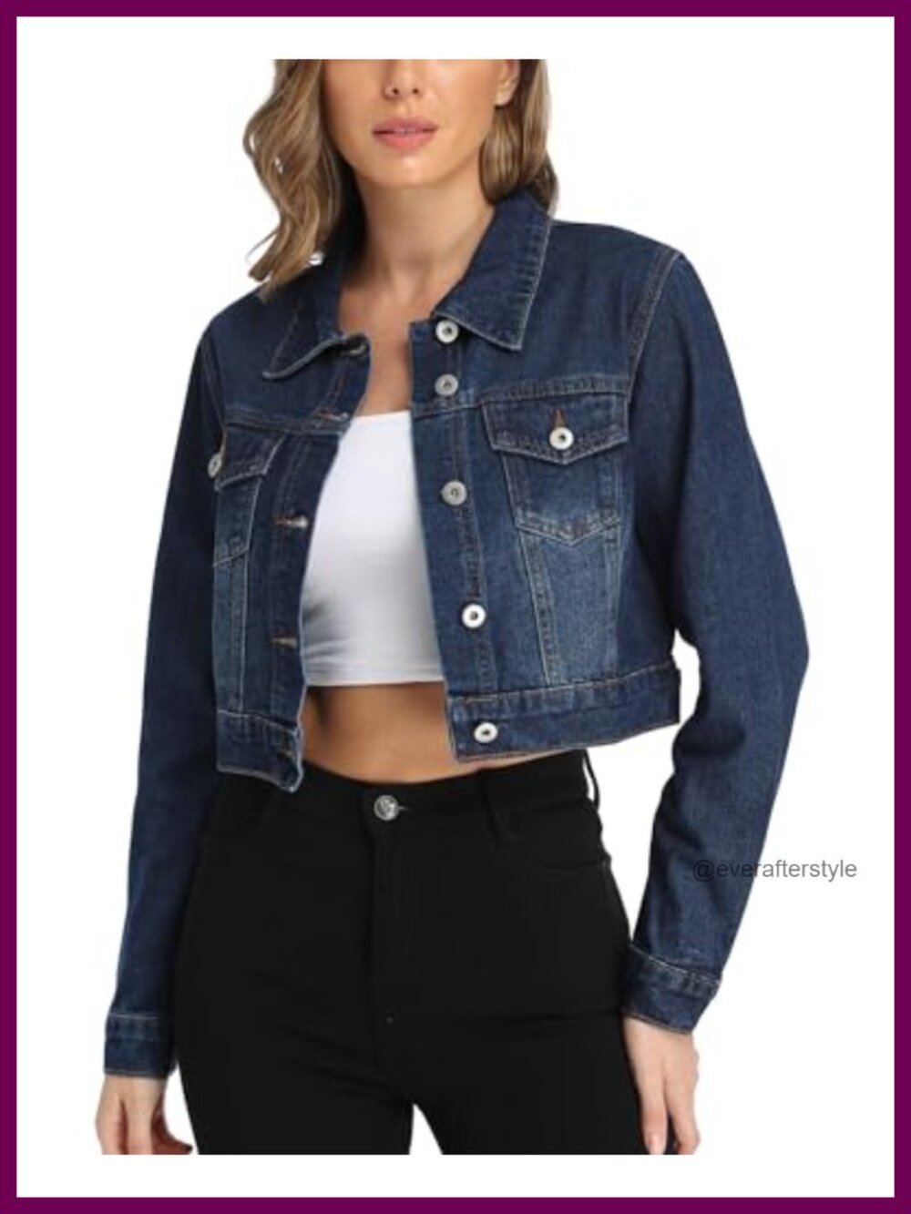 Cropped Denim Jacket with Pockets Women's Classic Cowboy Style